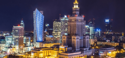 Warsaw, Poland, showcasing the EVADAV office location